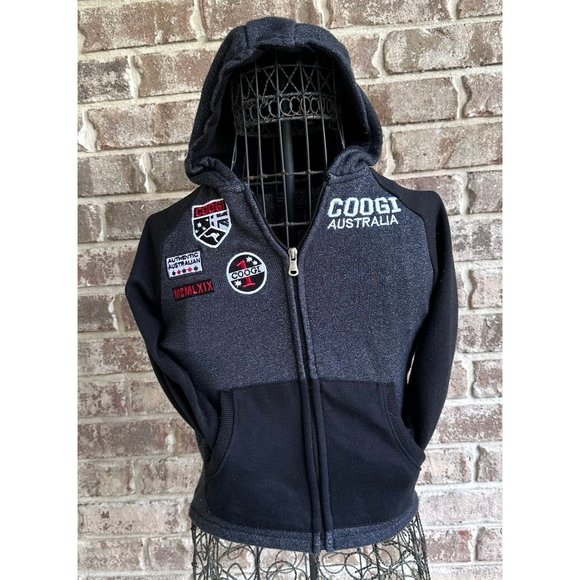 Retro 2016 Coogi Australia Hoodie Kids Size 6 Black Patches Front Zip Ka… - Picture 6 of 12